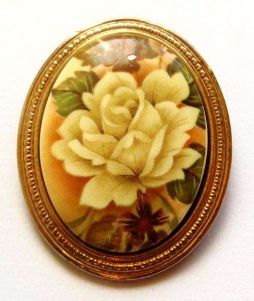 Hand painted porcelain brooch
