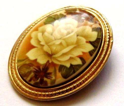 Hand painted porcelain brooch