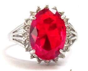Fashion ring with ruby stone in classic setting (Size 9)