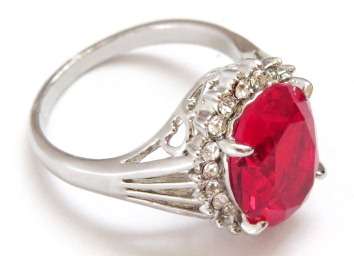 Fashion ring with ruby stone in classic setting (Size 9)
