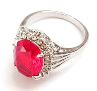 Fashion ring with ruby stone in classic setting (Size 9)