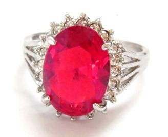 Fashion ring with ruby stone in classic setting (Size 9)