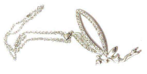 Large Tinkerbell pendant with sparking wings flying on a silver tone chain