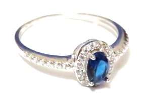 925 Silver ring with sapphire cubic zirconia  (Size 7)