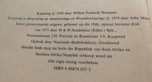 De donkere kamers van Damokles, by W. F. Hermans, Academica, 1979  ISBN 0868740373