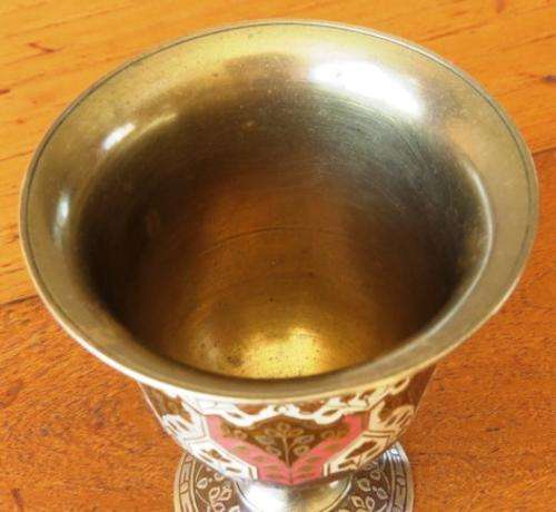 Vintage Brass and enamel chalice/goblet