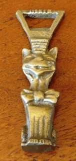 Vintage solid brass happy cat bottle opener