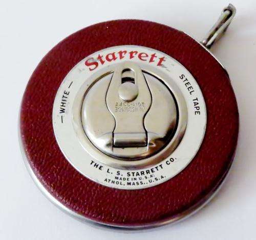 Vintage Starrett W530M&E 10M white steel precision tape measure