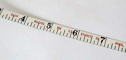 Vintage Starrett W530M&E 10M white steel precision tape measure