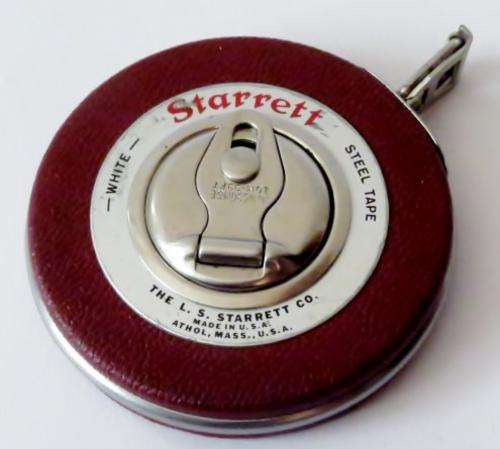 Vintage Starrett W530M&E 10M white steel precision tape measure