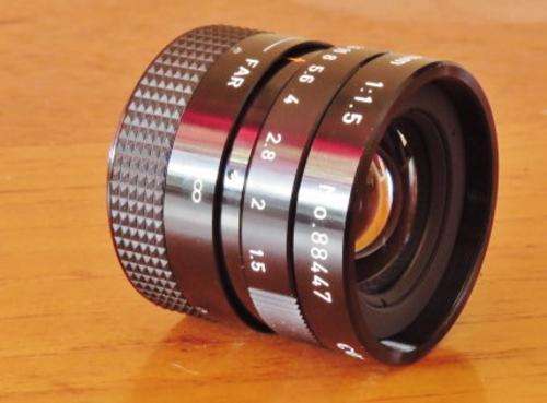 Vintage Japanese made Cosmicar CCTV or VTR 8.5 mm F 1.5 camera lens in original box 