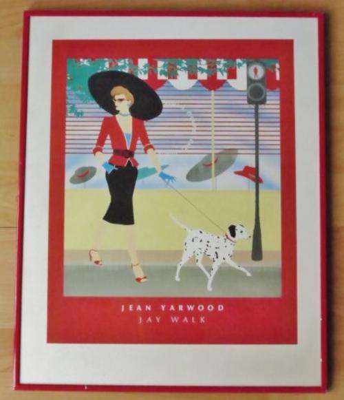 A vintage 1980s framed Art Deco Revival print by Jean Yarwood titled Jay Walk