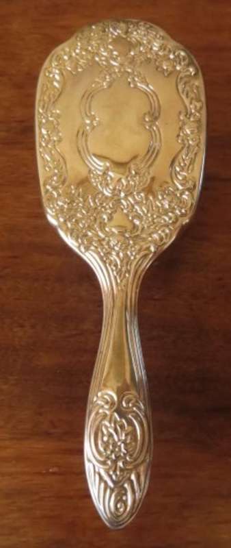 Vintage ornate silver plated dresser set in original box