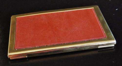 Vintage gold tone and faux leather business card holder