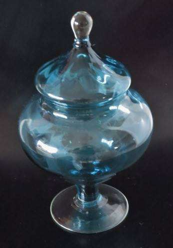 Vintage teal genie/apothecary pedestal jar