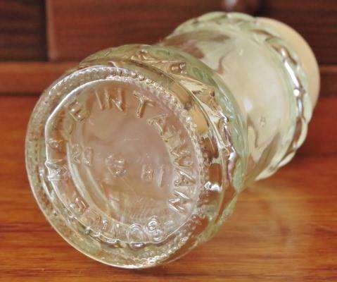 Vintage Japanese made wooden spice rack with drawers and glass bottles