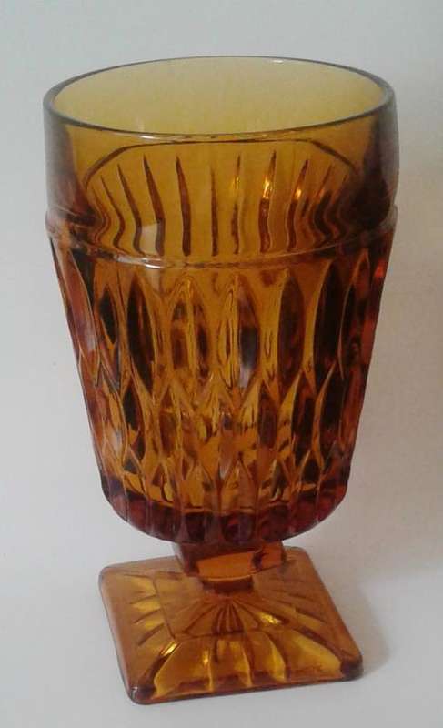 Vintage amber glass pedestal vase