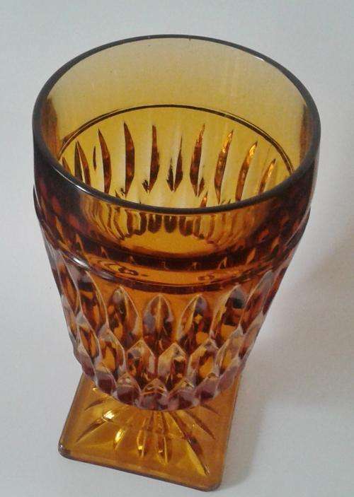 Vintage amber glass pedestal vase