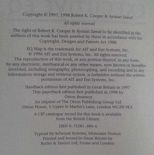 'Executive EQ' by Robert Cooper and Ayman Sawaf ISBN0752813846