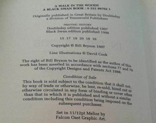 'A Walk in the Woods' by Bill Bryson ISBN0552997021