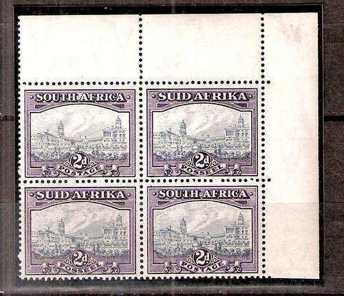 1941 2d TOP RIGHT CORNER BLOCK OF 4  ISSUE 4 WITH VAR V3  RETOUCHED BOTTOM RIGHT FRAMELINE