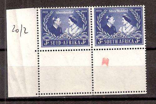 1948 ROYAL  SILVER WEDDING 3d TOP RIGHT CORNER  WITH V5 ROW 20 NO 2