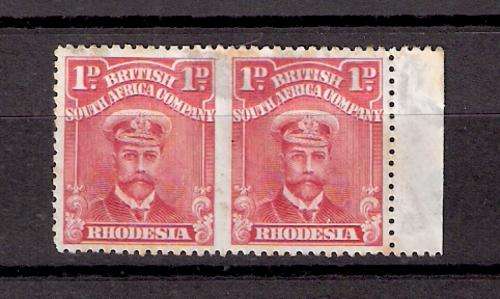GAPFILLER: 1913 UMM  1d ADMIRALS HOR IMPERF PAIR. MISSING GUM ON BACK AND TONING. SEE SCANS