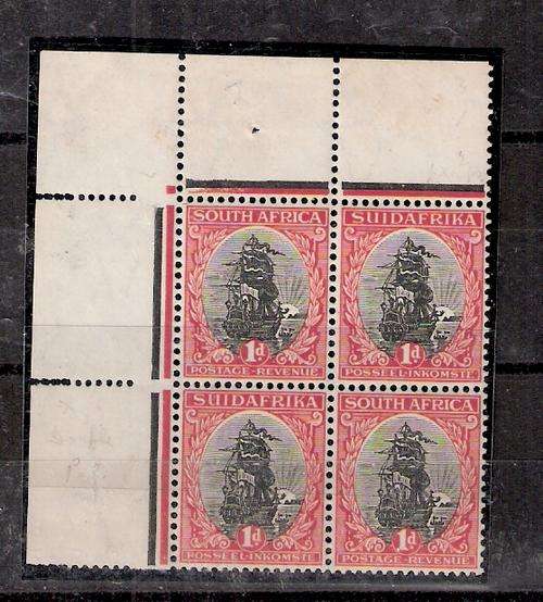 1926 1d LONDON LEFT TOP COR WITH 10 ADD PERF HOLES IN MARGIN  0F WICH FIRST 4 ARE DOUBLE STRIKES UMM