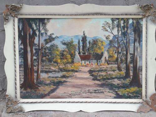 HUGE ! EARLY 1950'S ANTIQUE!  HENDRIK COETZEE ART UP FOR GRAB'S OF AN OLD FARM HOUSE, INVESTMENT ART