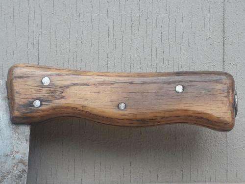 RARE ! ANTIQUE INTALICUS PREMANA WOODEN AND STEEL BUTCHERS BLADE UP FOR GRABS !