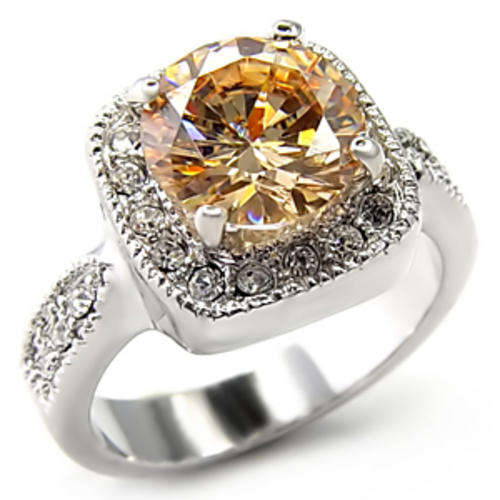 Round Champagne CZ Ring