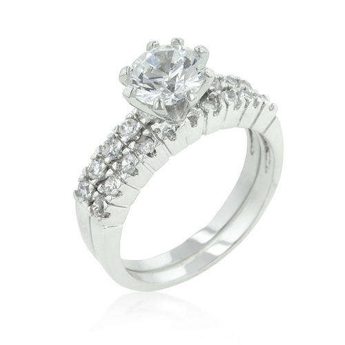 White Gold bonded engagement ring