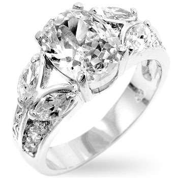 Parisian Luster Engagement Ring - White Gold Rhodium Bonded
