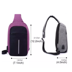 New Design Waterproof Men's Anti Theft Sling Chest Bag With USB Charging Port