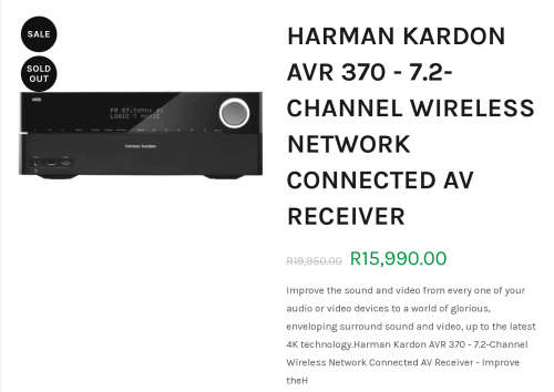 HARMAN KARDON AVR 370 - 7.2-CHANNEL WIRELESS NETWORK CONNECTED AV RECEIVER