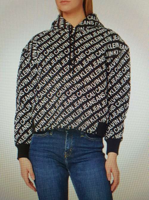 Calvin Klein Jeans Ladies AOP Logo Hoodie Pullover