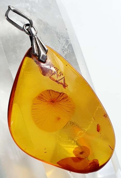 Stunning Art Deco -  835 Silver - Antique Large Amber Tear Drop Pendant - 3.7 cm x 2.6 cm
