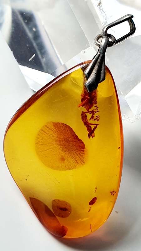 Stunning Art Deco -  835 Silver - Antique Large Amber Tear Drop Pendant - 3.7 cm x 2.6 cm