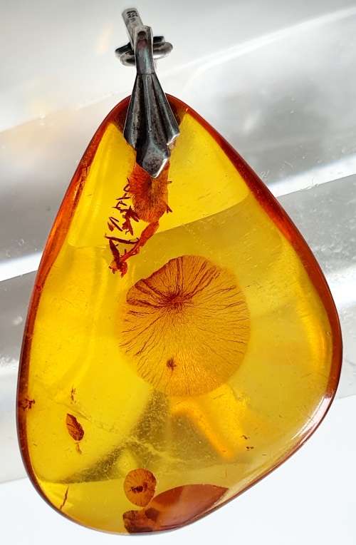 Stunning Art Deco -  835 Silver - Antique Large Amber Tear Drop Pendant - 3.7 cm x 2.6 cm