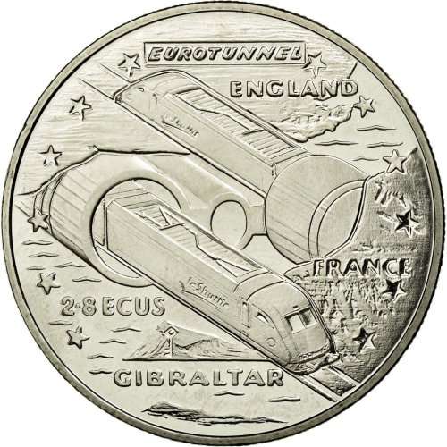 Scarce 28.47 GR. / 3.9 CM - Gibraltar 2.8 Ecus 1993 Coin, Elizabeth II