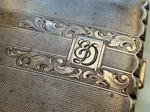 TRUE VINTAGE APLACCA GERMAN SILVER CIGARETTE CASE WITH ENGRAVING