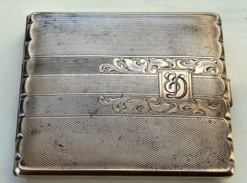 TRUE VINTAGE APLACCA GERMAN SILVER CIGARETTE CASE WITH ENGRAVING