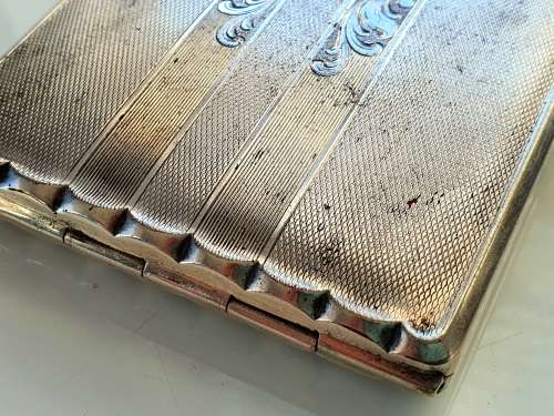 TRUE VINTAGE APLACCA GERMAN SILVER CIGARETTE CASE WITH ENGRAVING