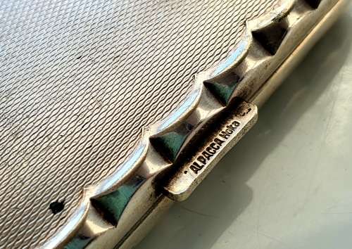 TRUE VINTAGE APLACCA GERMAN SILVER CIGARETTE CASE WITH ENGRAVING