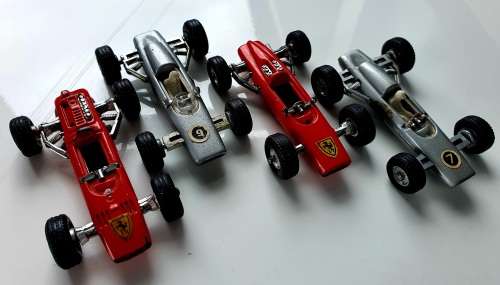 4X VINTAGE COLLECTORS FERRARI PENNY TOY CARS FROM 1960 - EXCELLENT CONDITION - ALL MADE IN ITALY