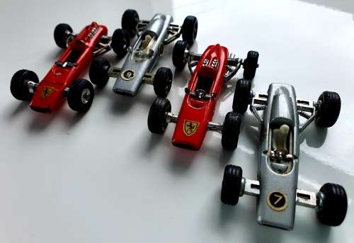 4X VINTAGE COLLECTORS FERRARI PENNY TOY CARS FROM 1960 - EXCELLENT CONDITION - ALL MADE IN ITALY