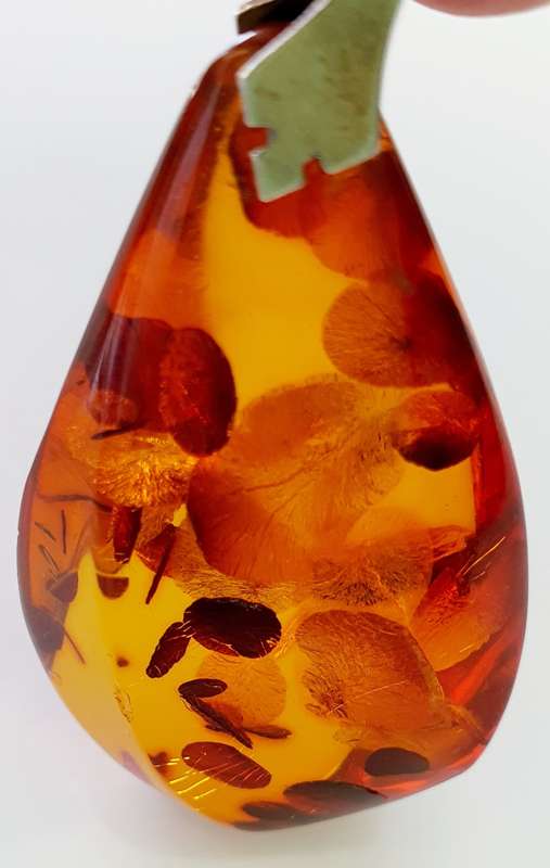 Antique Fishland Amber Pendant - 835 Silver Clasp