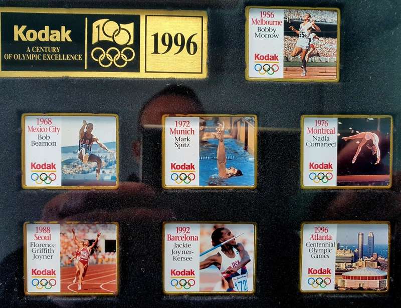 1996 KODAK - 22 PINS - A CENTURY OF OLYMPIC EXCELLENCE - FRAMED