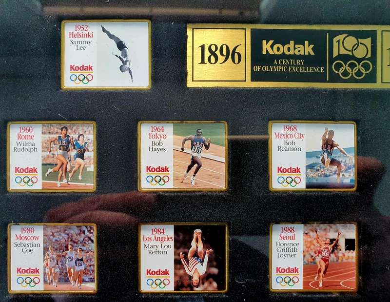 1996 KODAK - 22 PINS - A CENTURY OF OLYMPIC EXCELLENCE - FRAMED