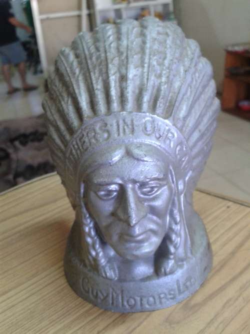 RARE 'GUY MOTORS LTD' RADIATOR INDIAN MASCOT